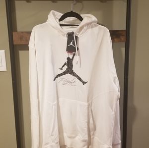 Men's white hooded Jordan Flight Sweatshirt 2XL